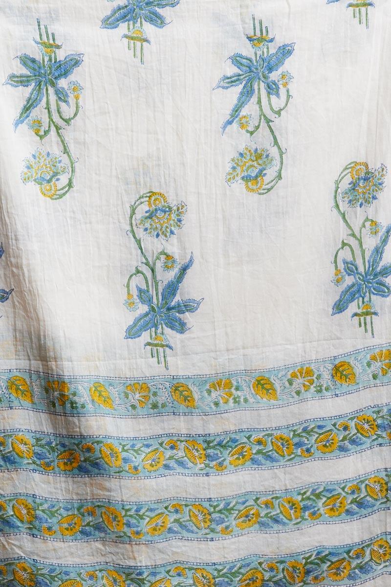 White Block Printed Cotton Dupatta