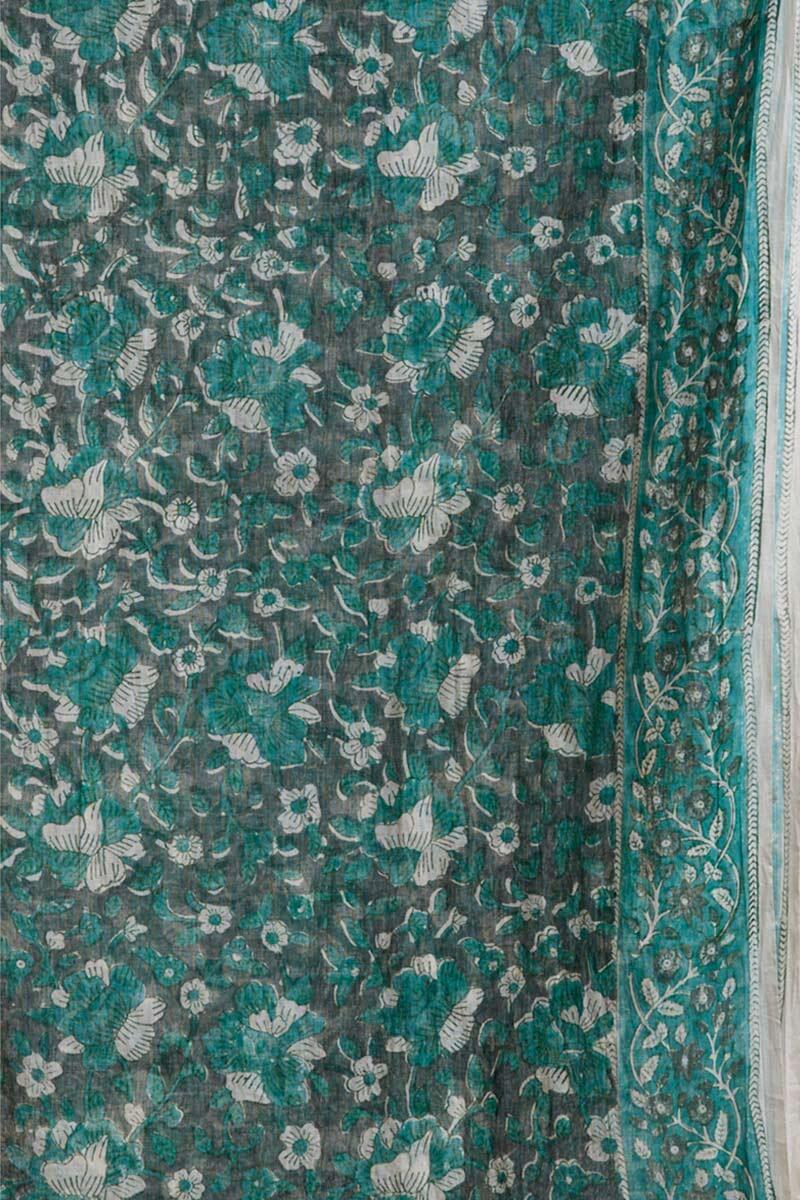 Green Block Printed Cotton Dupatta