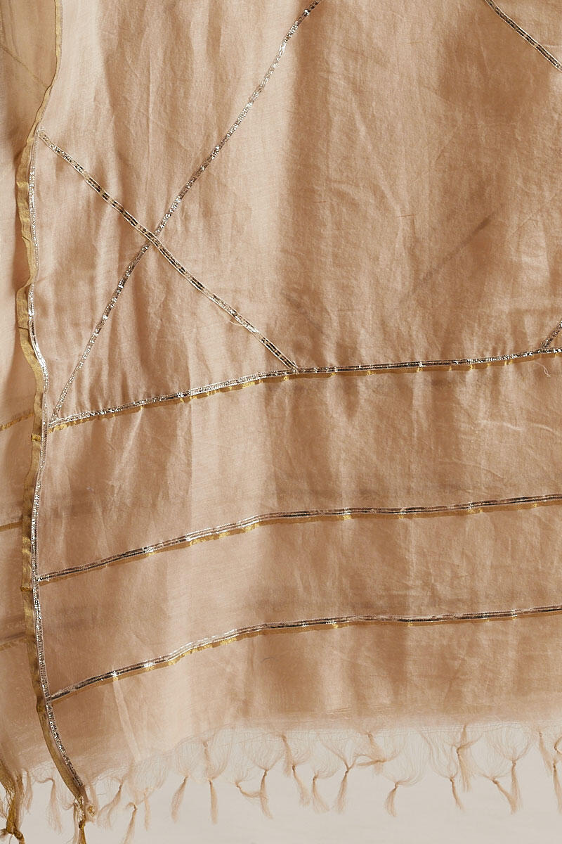 Beige Handcrafted Chanderi Dupatta