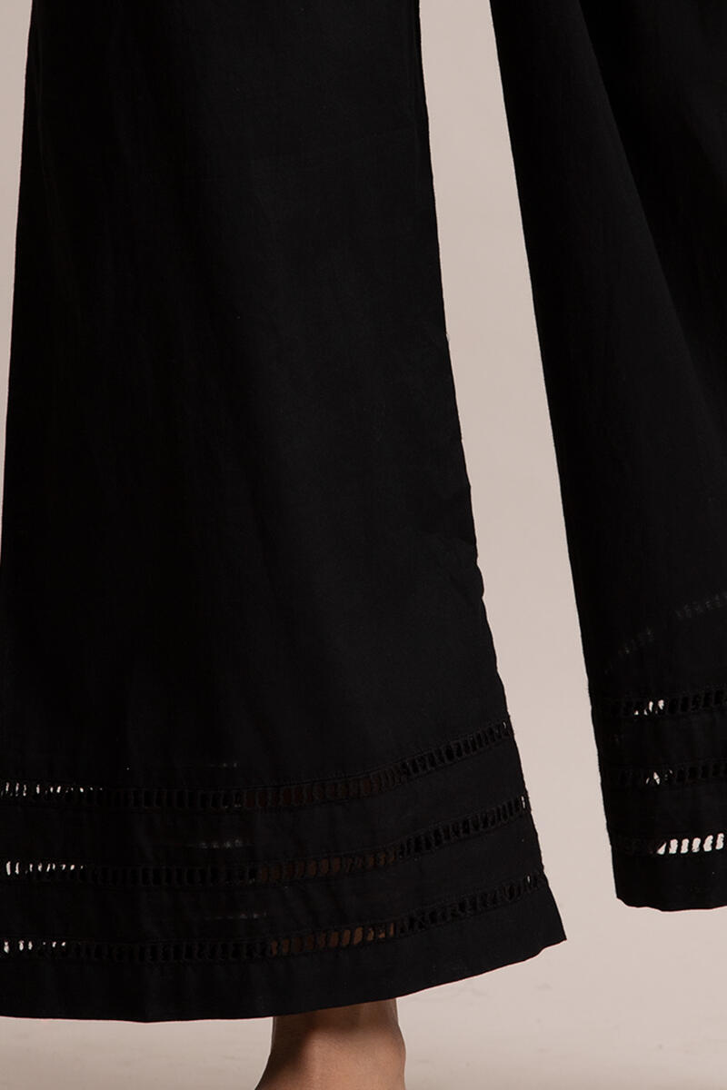 Black Block Printed Cotton Farsi Pants