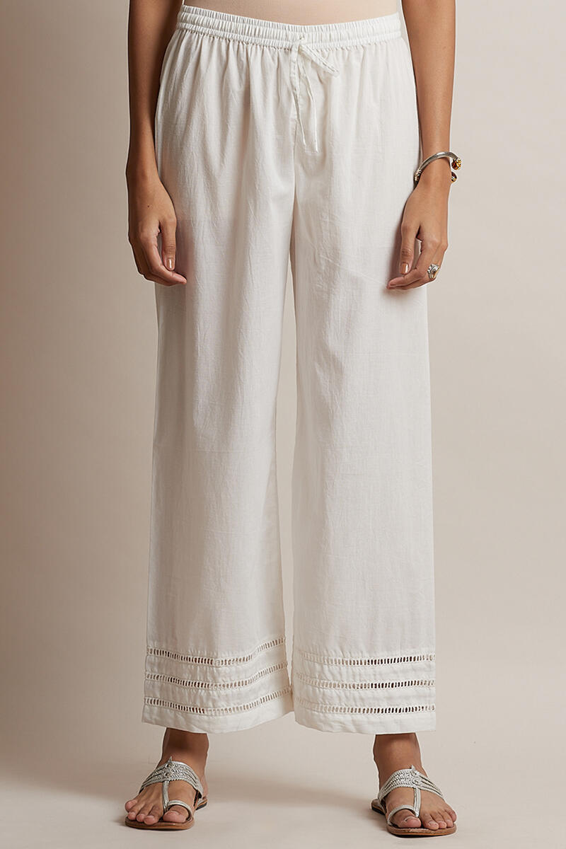 Off-White Block Printed Cotton Farsi Pants