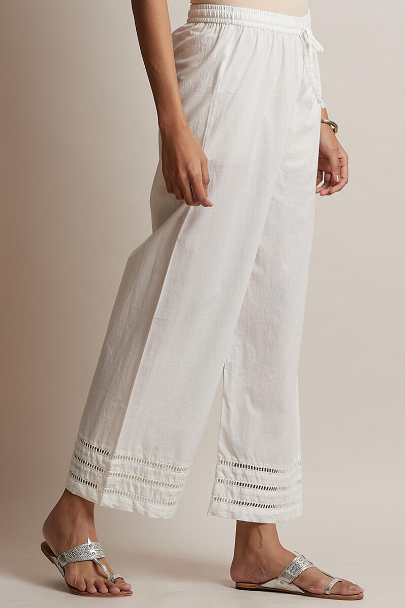 Off-White Block Printed Cotton Farsi Pants