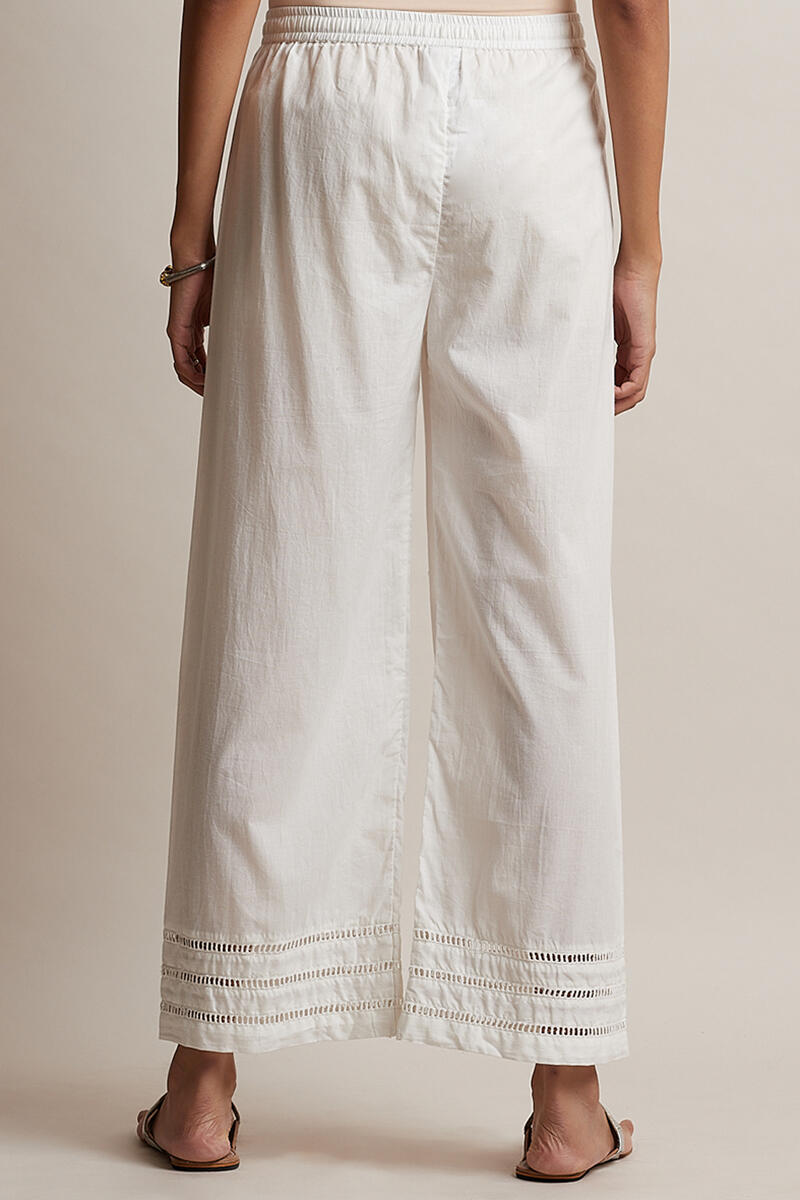 Off-White Block Printed Cotton Farsi Pants