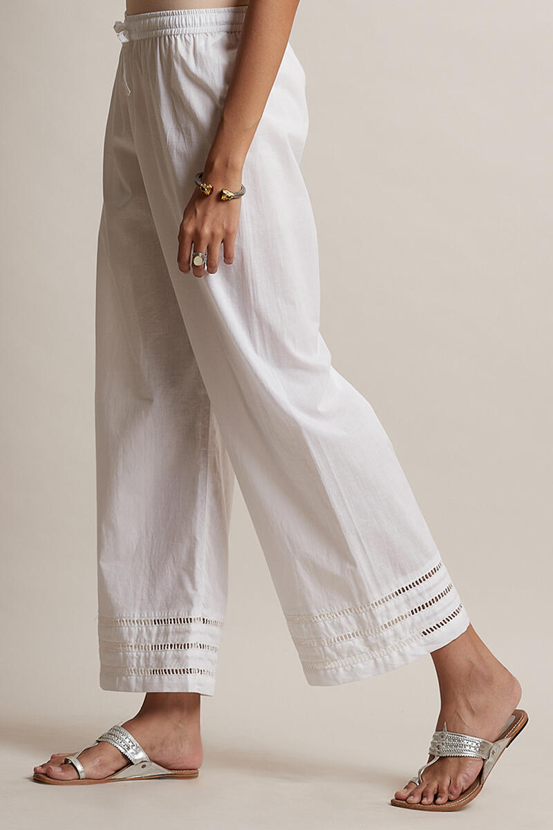 White Handcrafted Cotton Farsi Pants