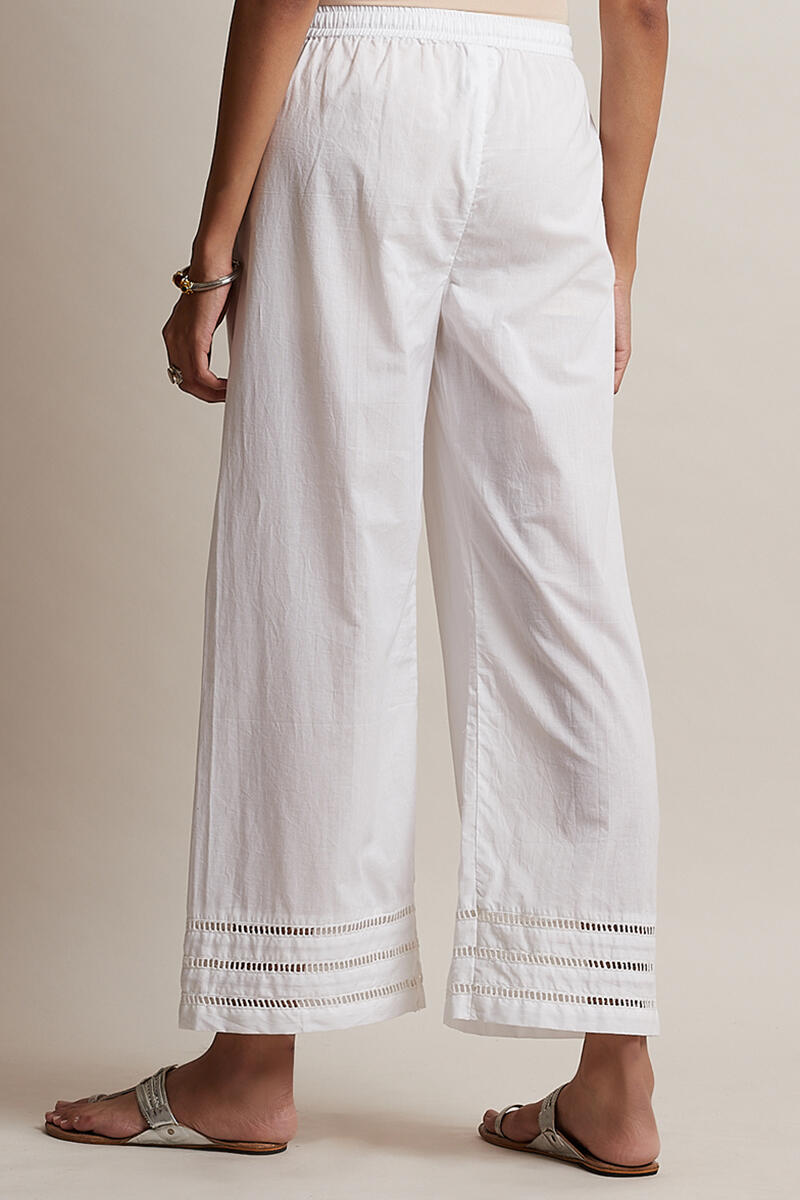 White Handcrafted Cotton Farsi Pants
