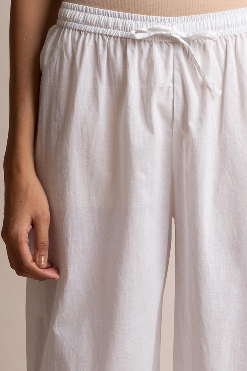 White Handcrafted Cotton Farsi Pants