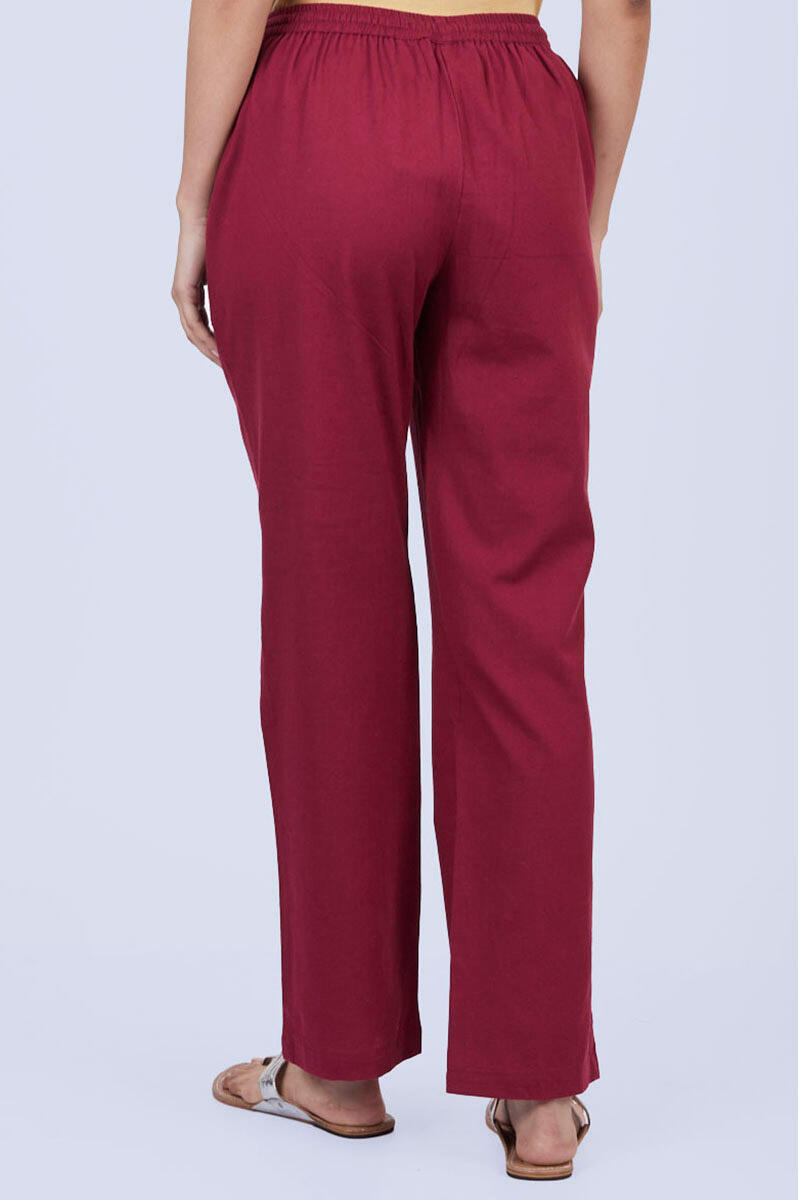 Red Handcrafted Cotton Pants