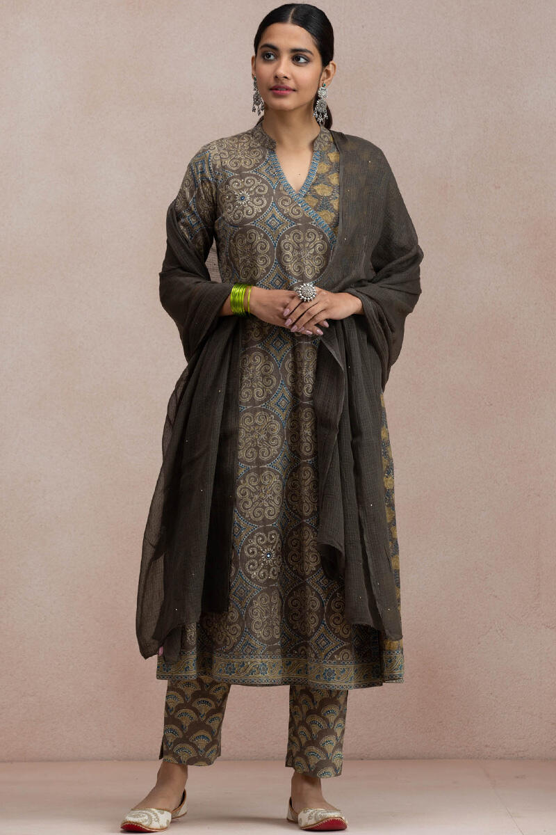 Brown Handcrafted Kota Dupatta