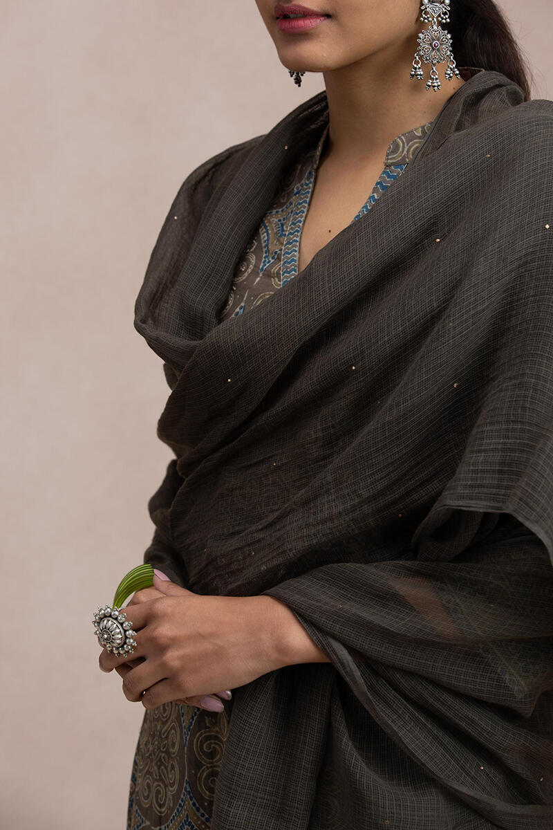 Brown Handcrafted Kota Dupatta