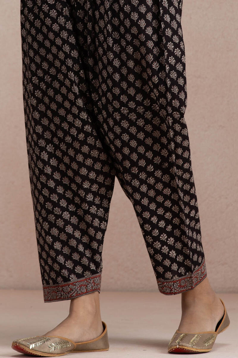 Black Block Printed Cotton Salwar