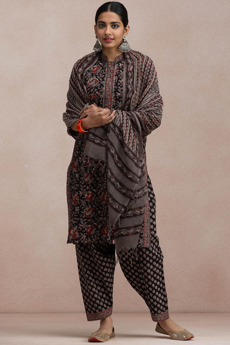 Black Block Printed Cotton Salwar