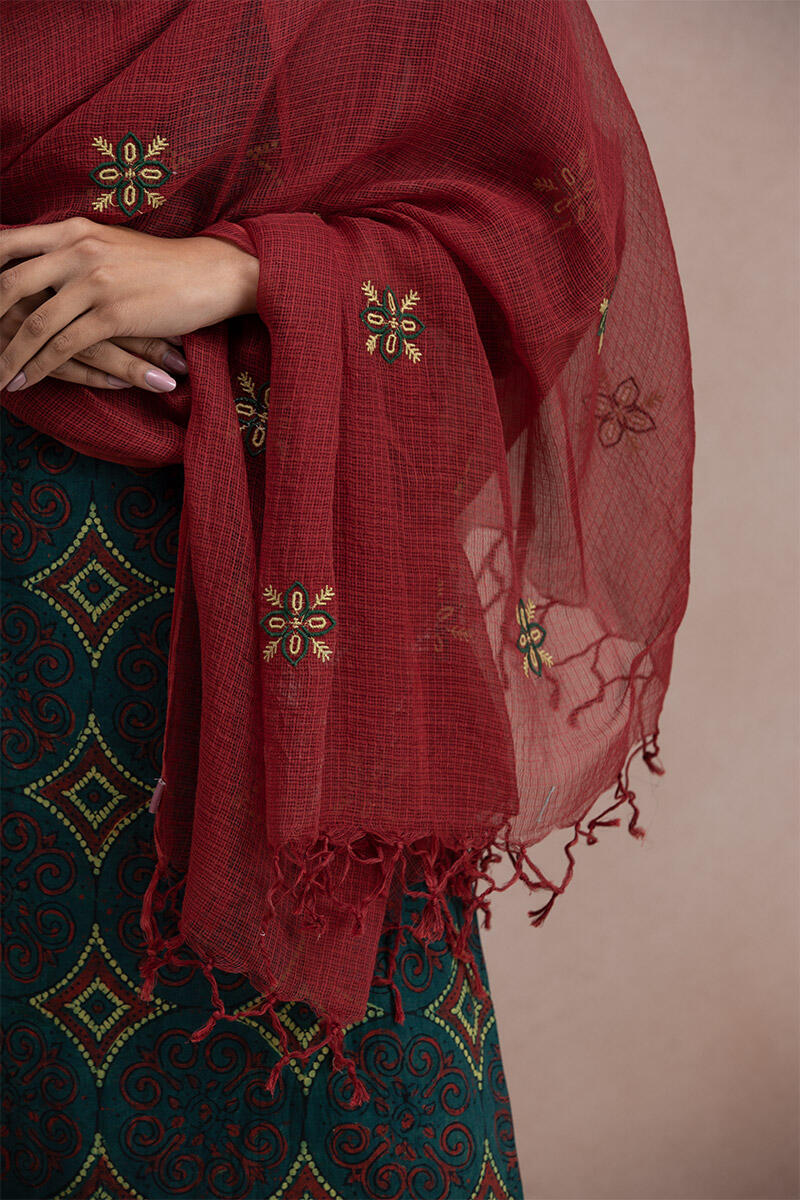 Red Handcrafted Kota Dupatta