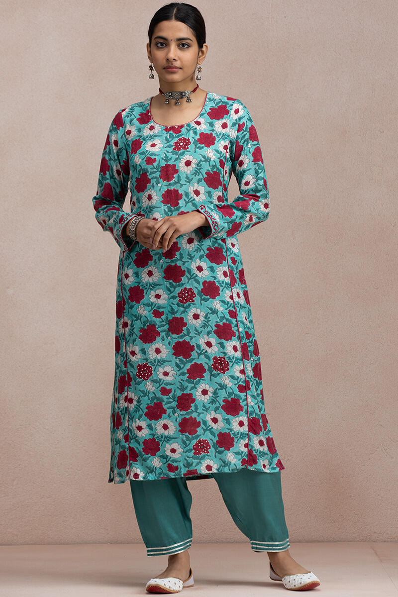 Turquoise Handcrafted Modal Salwar