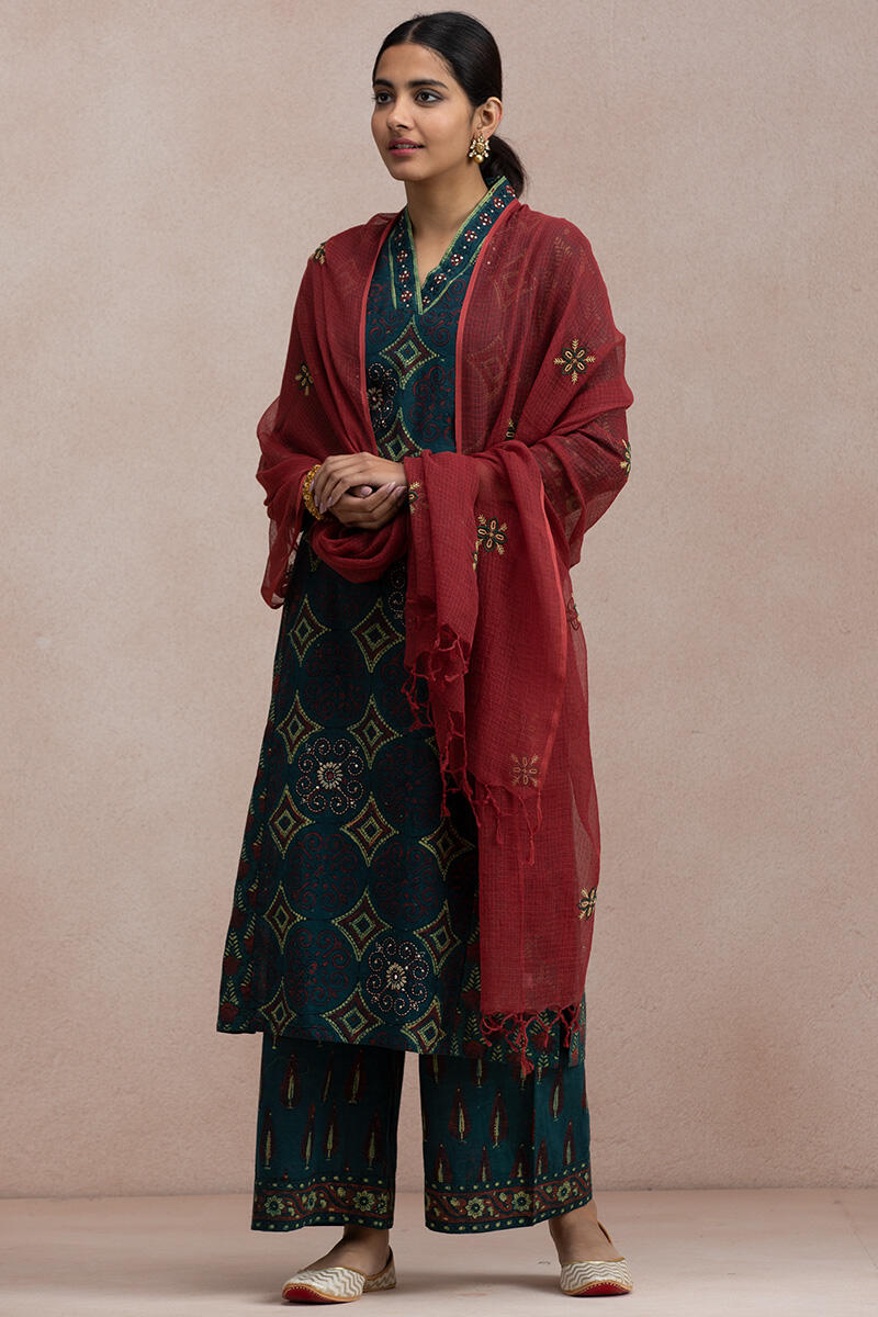 Red Handcrafted Kota Dupatta