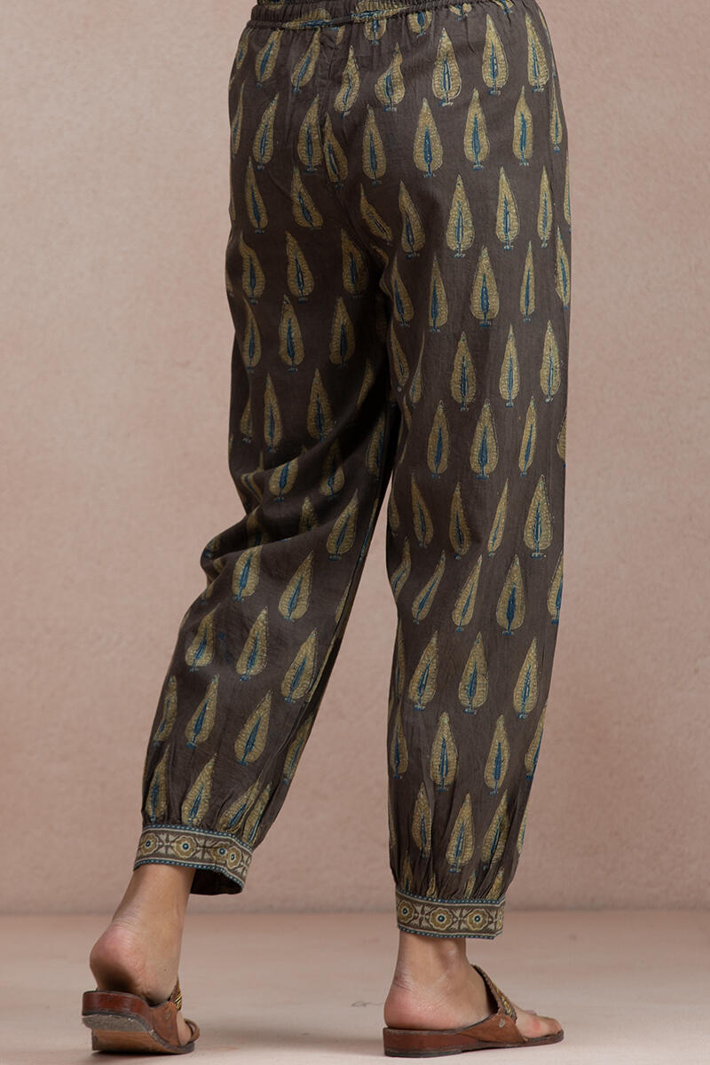 Brown Block Printed Cotton Izhaar Pants