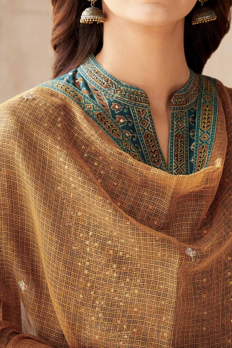 Mustard Handcrafted Kota Dupatta