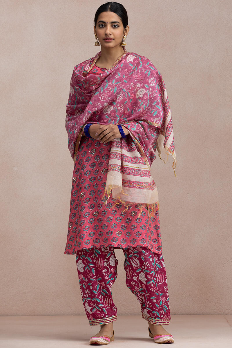 Pink Block Printed Modal Salwar