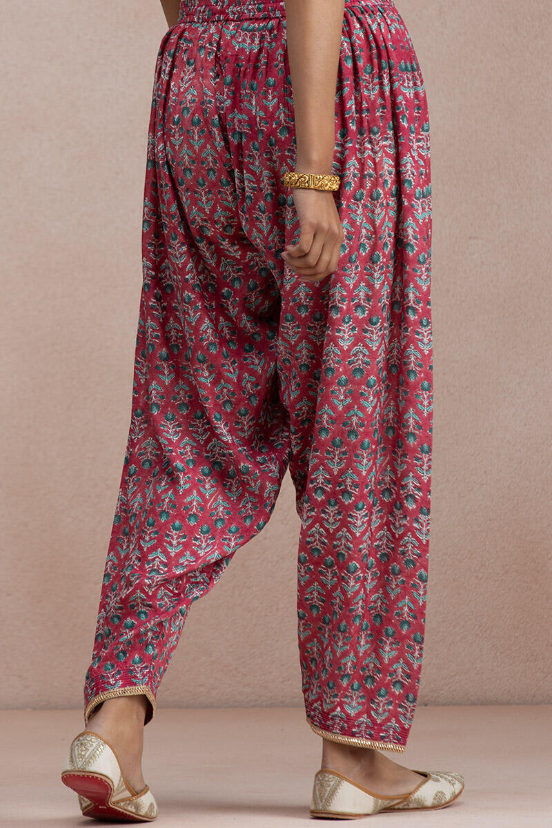 Maroon Block Printed Modal Salwar