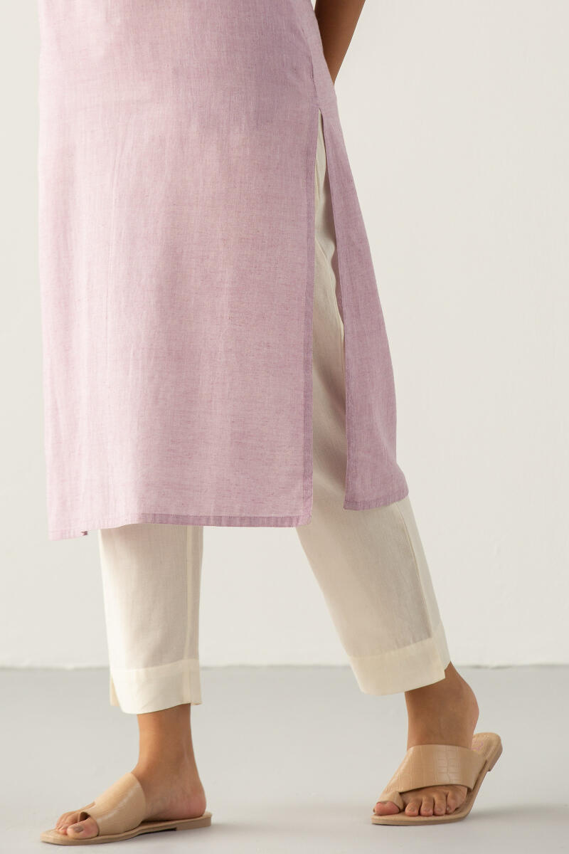 Purple Handcrafted Straight Cotton Kurta