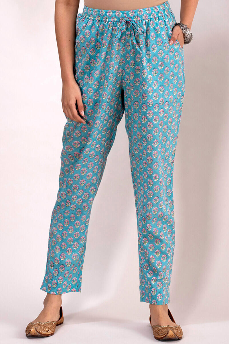 Sanganeri Block Printed Cotton Cigarette Pants