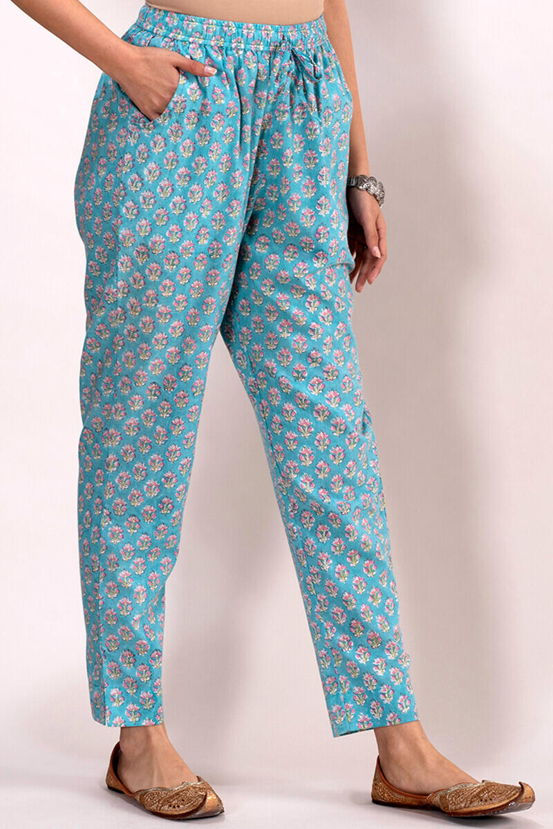 Sanganeri Block Printed Cotton Cigarette Pants