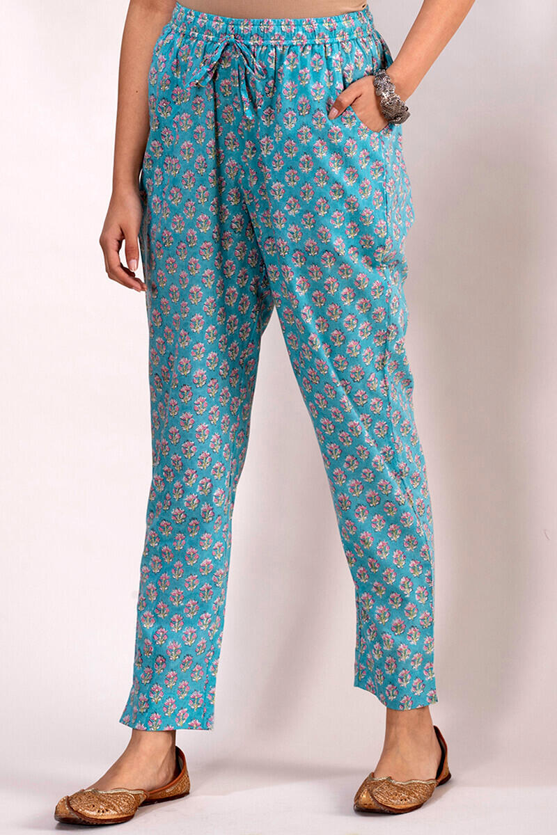 Sanganeri Block Printed Cotton Cigarette Pants