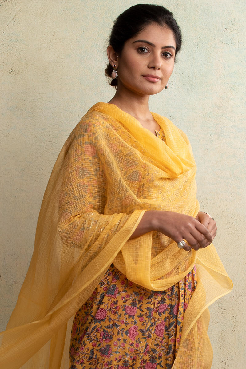 Yellow Handcrafted Kota Dupatta