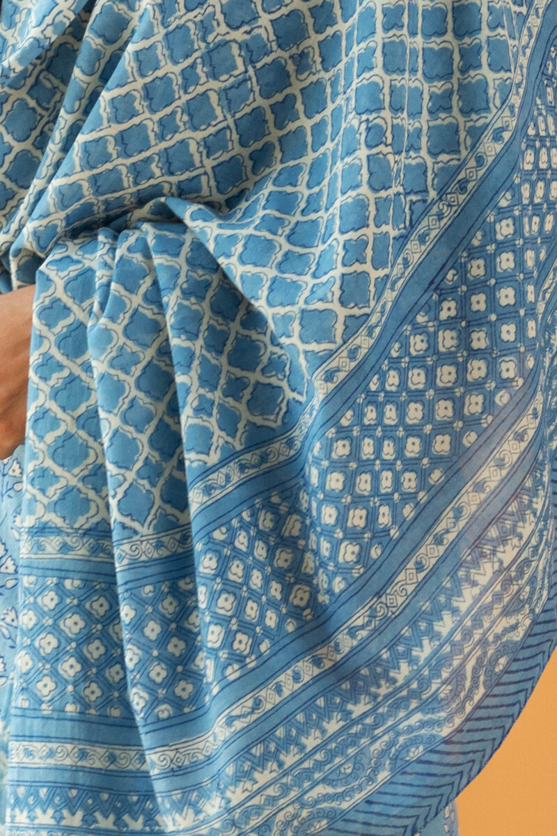 Indigo Block Printed Cotton Dupatta