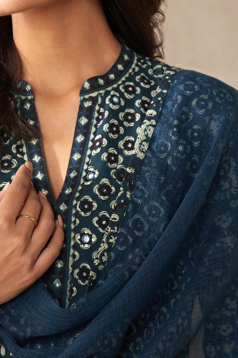 Blue Handcrafted Kota Dupatta