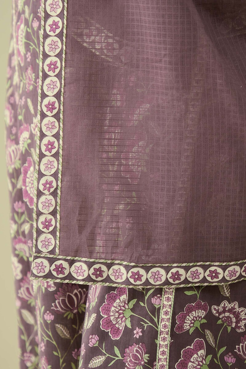 Dull Purple Handcrafted Kota Dupatta