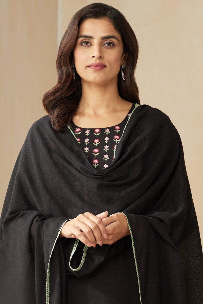 Black Handcrafted Kota Dupatta