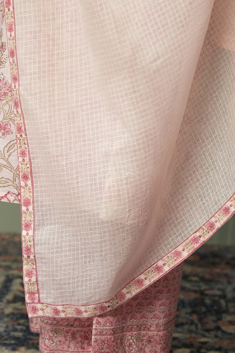 Pink Handcrafted Kota Dupatta