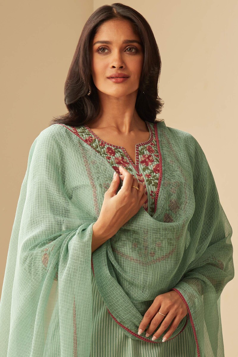 Green Handcrafted Kota Dupatta