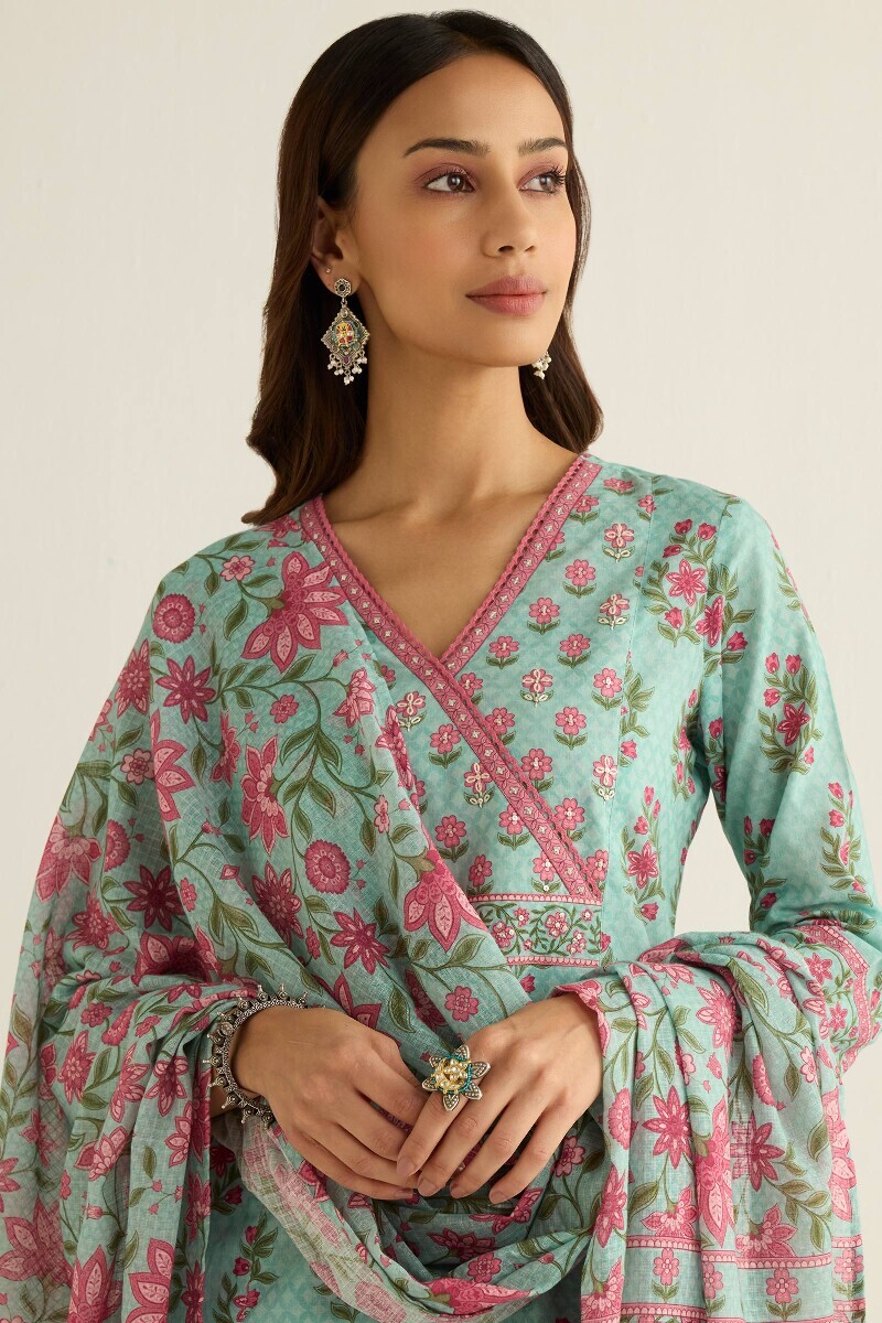 Blue Printed Kota Dupatta