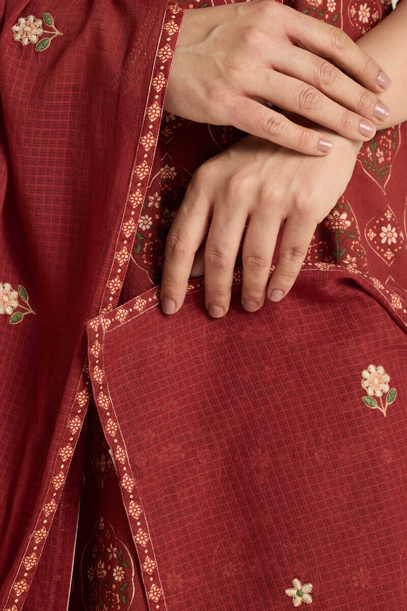 Maroon Handcrafted Kota Dupatta