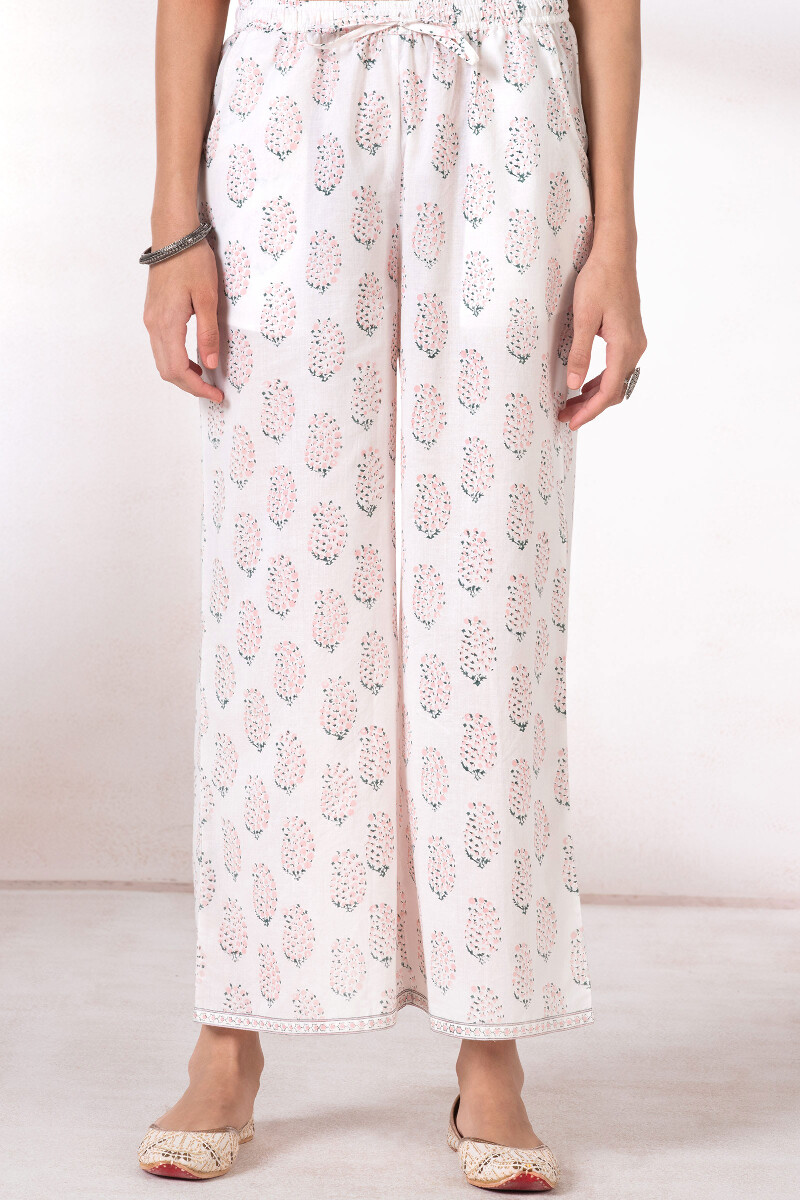 Peach Block Printed Cotton Farsi