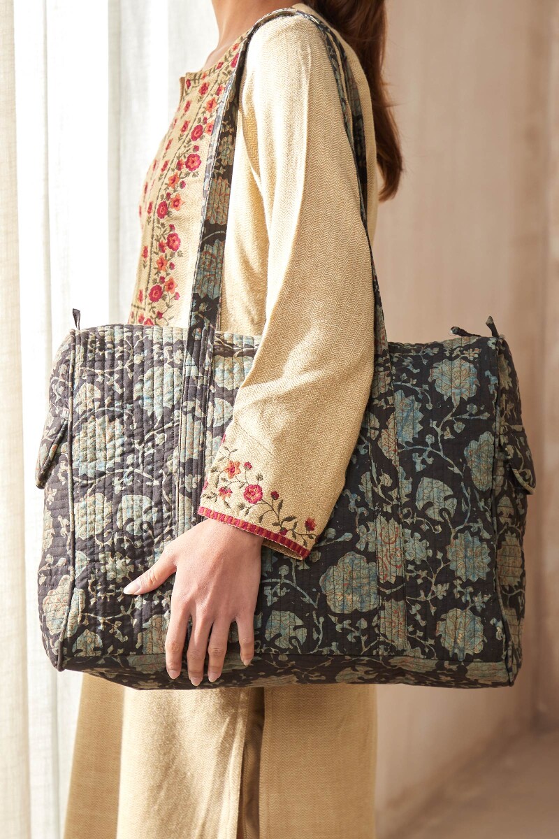 Akola Hand Block-Printed Cotton Duffel Bag