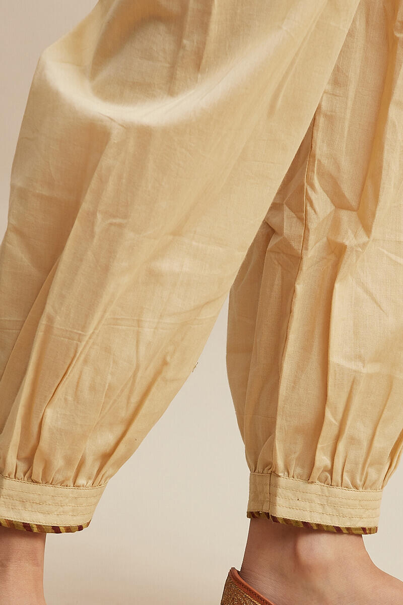 Beige Handcrafted Cotton Izhaar Pants