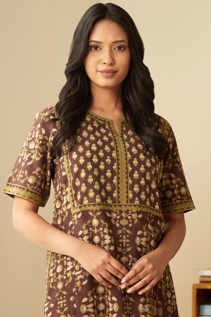 Bagru Hand Block-Printed Cotton Kaftan