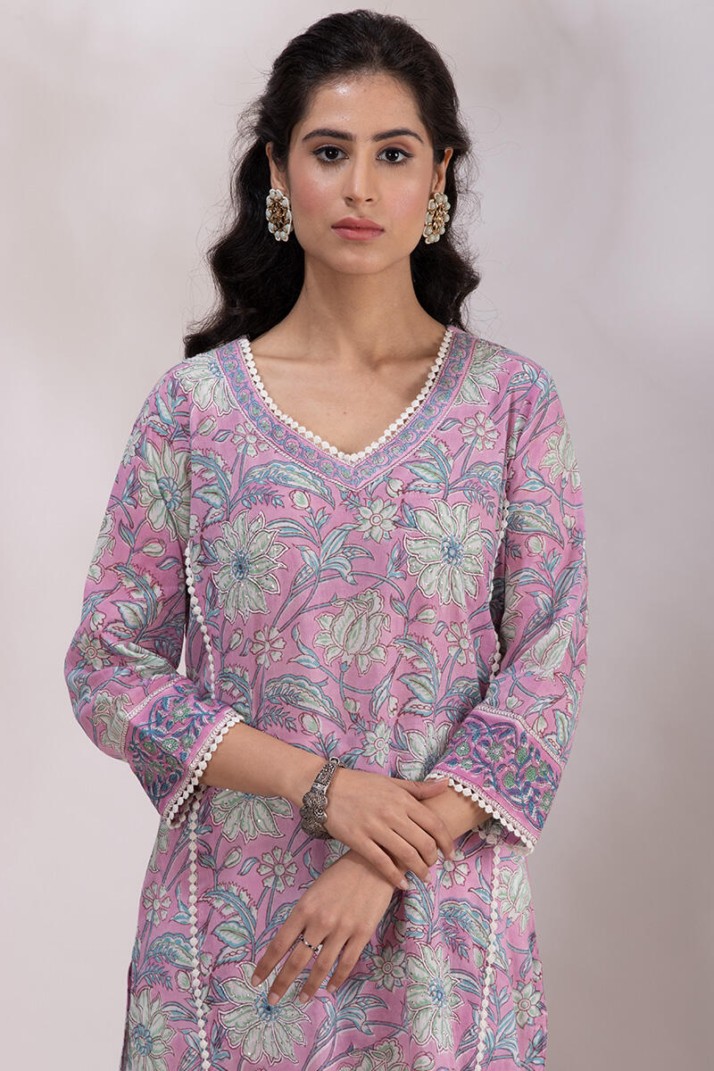 Sanganeri Block Printed Straight Cotton Kurta