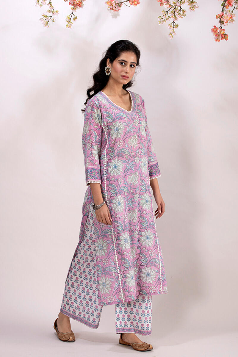 Sanganeri Block Printed Straight Cotton Kurta