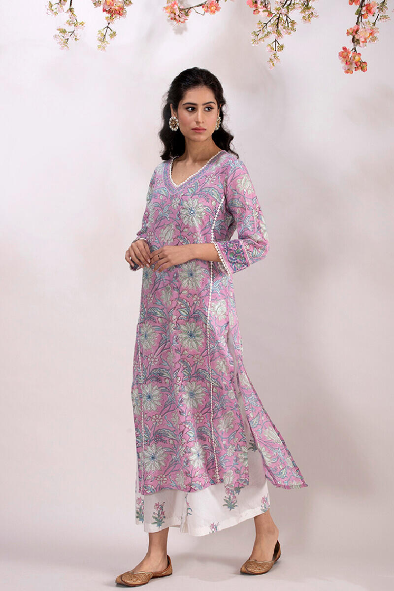 Sanganeri Block Printed Straight Cotton Kurta