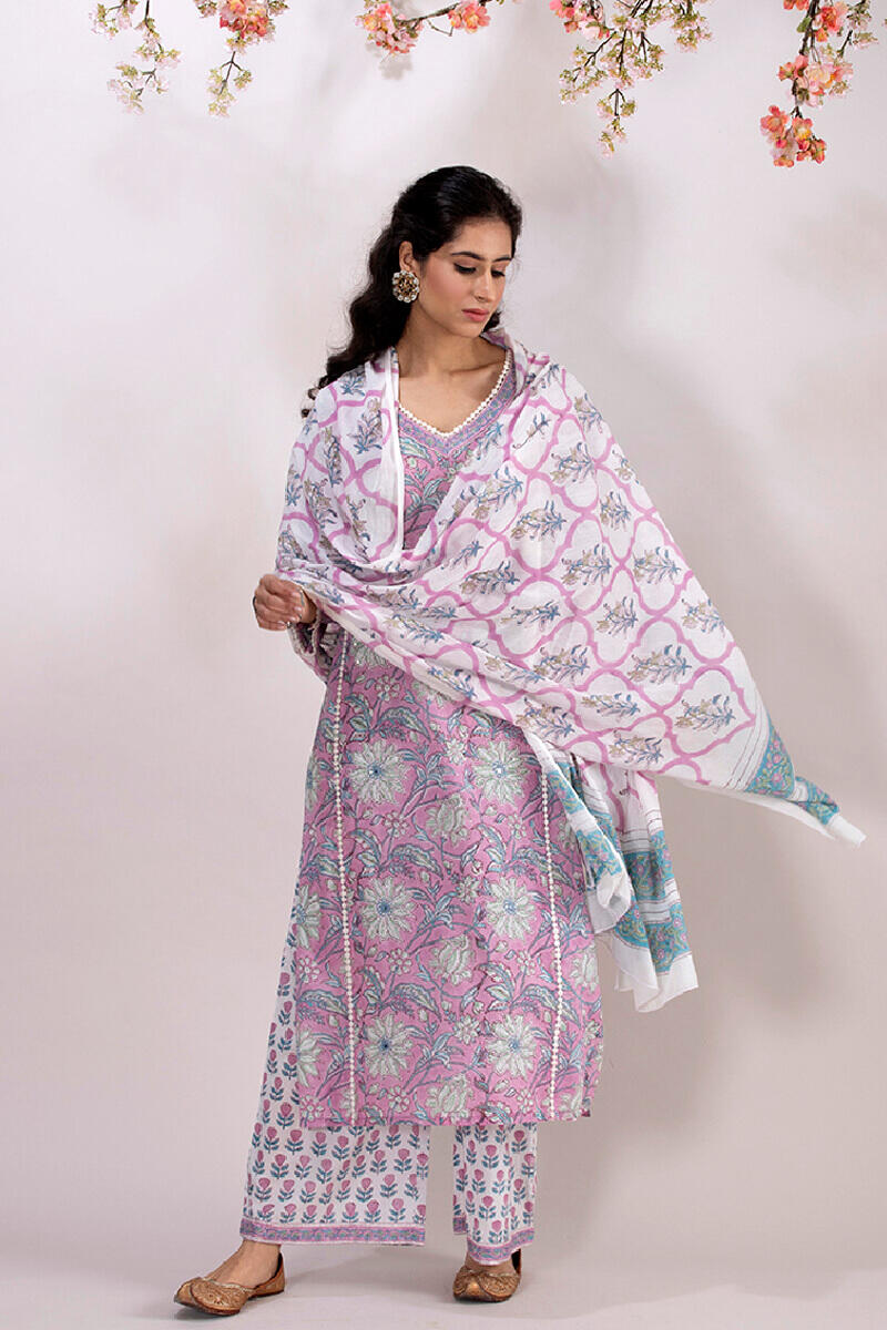 Sanganeri Block Printed Straight Cotton Kurta