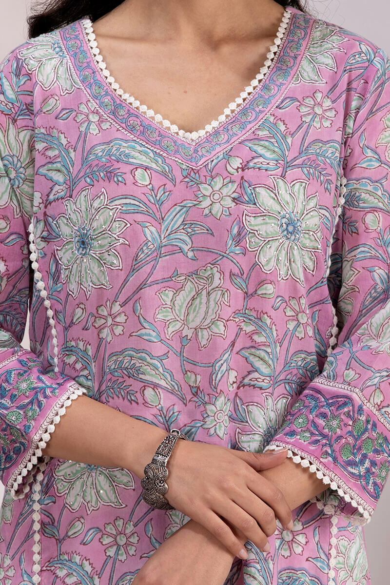 Sanganeri Block Printed Straight Cotton Kurta