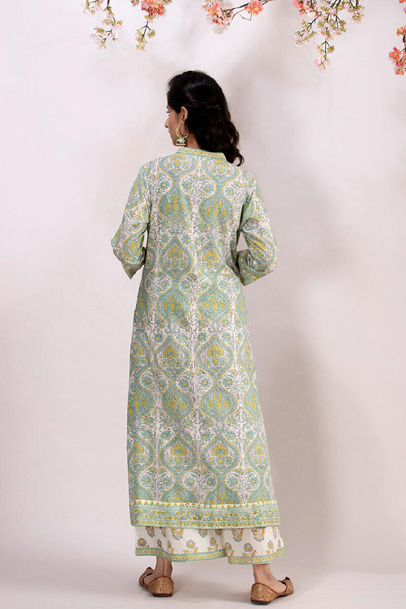 Sanganeri Block Printed A-line Cotton Kurta