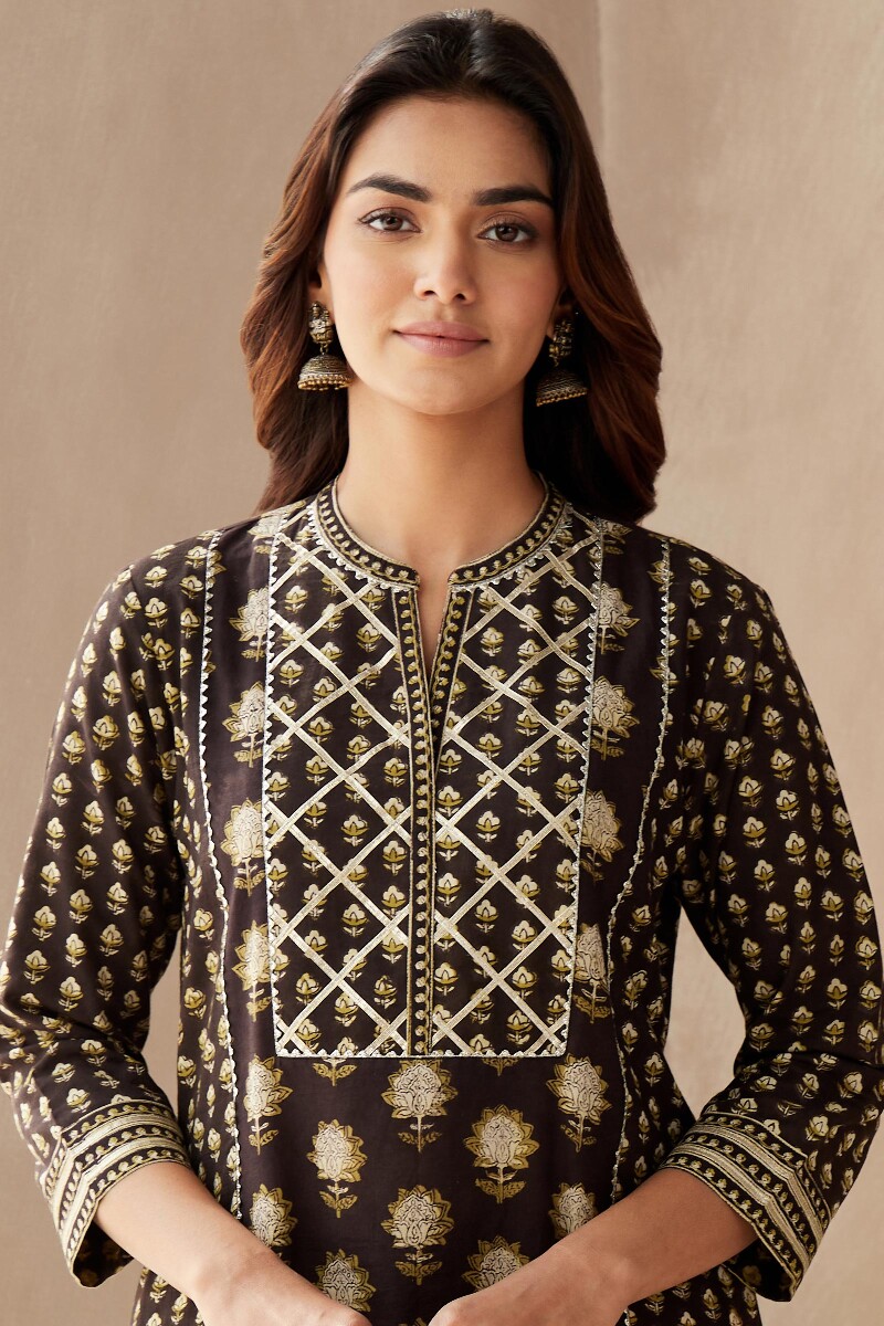 Bagru Hand Block-Printed Straight Cotton Kurta