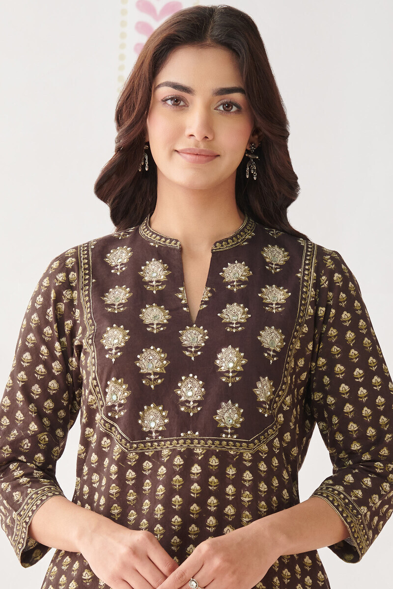 Bagru Hand Block-Printed Straight Cotton Kurta