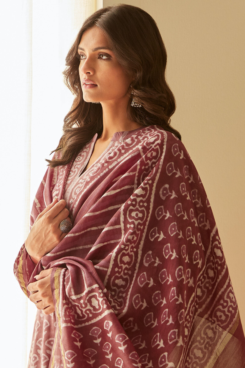 Dabu Hand Block-Printed Straight Viscose Kurta