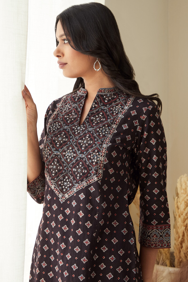 Ajrak Hand Block-Printed  Straight Cotton Kurta