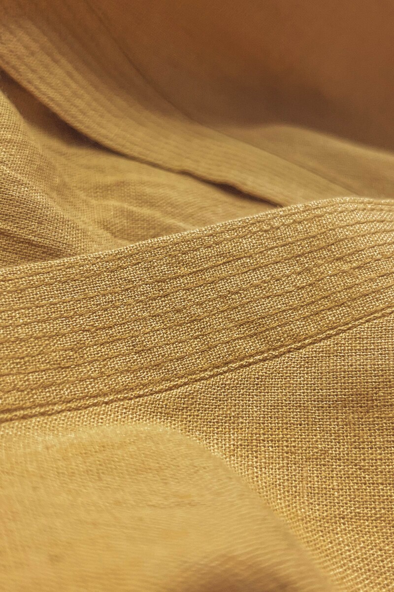 Mustard Handcrafted Straight Cotton Flax Kurta